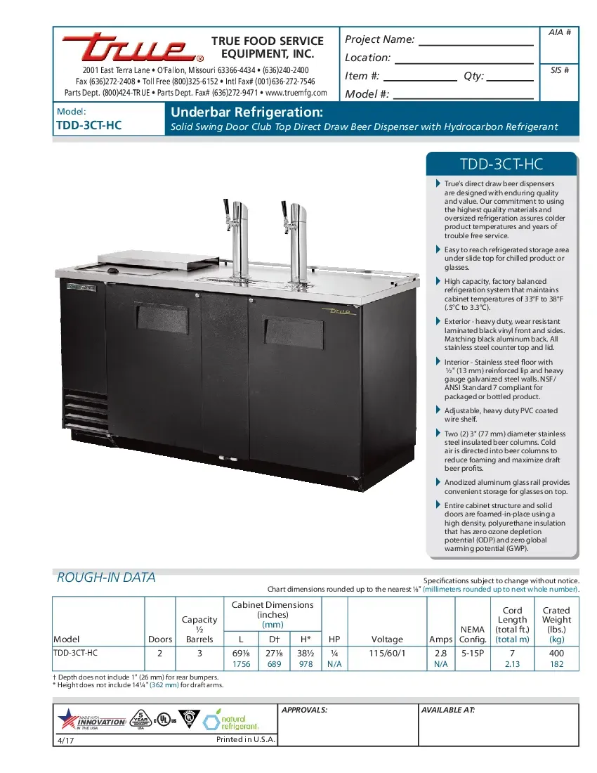 true-manufacturing-tdd-3ct-hc-draft-beer-cooler-115v-69-13-w-solid-hinged-d-260726fc4fn3.pdf